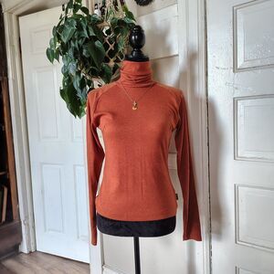 VTG 90 Turtle Neck Retro Rust Orange Grunge Women's S/T389